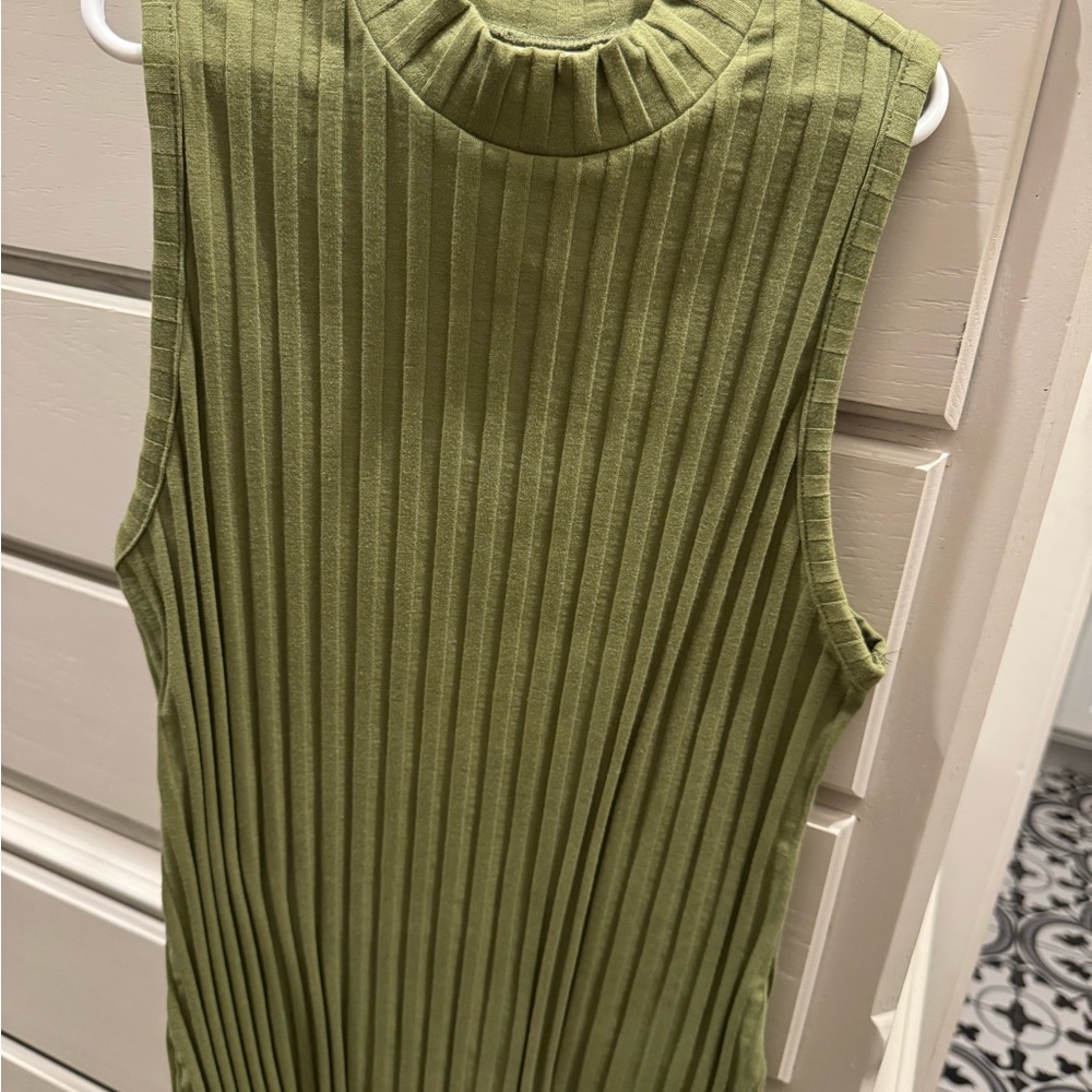 a new day Olive Green Ribbed Mock Neck Tank Dress